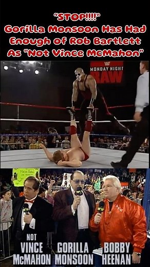 “STOP!” Gorilla Monsoon Is About To Lose Control w/ Rob Bartlett as “Not Vince McMahon” #wwe #shorts
