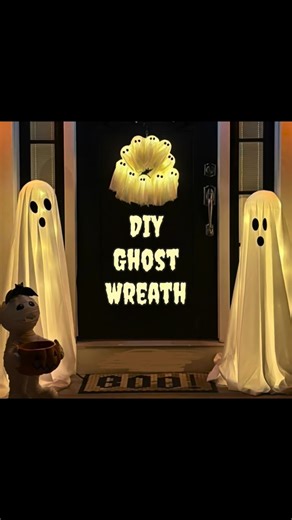 One of the last DIY projects I’m adding to our outdoor Halloween decorations is this Light Up Ghost Wreath. This craft is a bit more advanced. You’ll see in the video that my kids help in the beginning, but I finished most of the project on my own. What you’ll need to try this project: Wooden Wreath Ring Fillable Ornaments Scissors Hot Glue Gun Fairy Lights Cheese Cloth or lightweight fabric Black Felt I don’t love the look of the wreath when it’s not lit up, but I think it looks great once it i