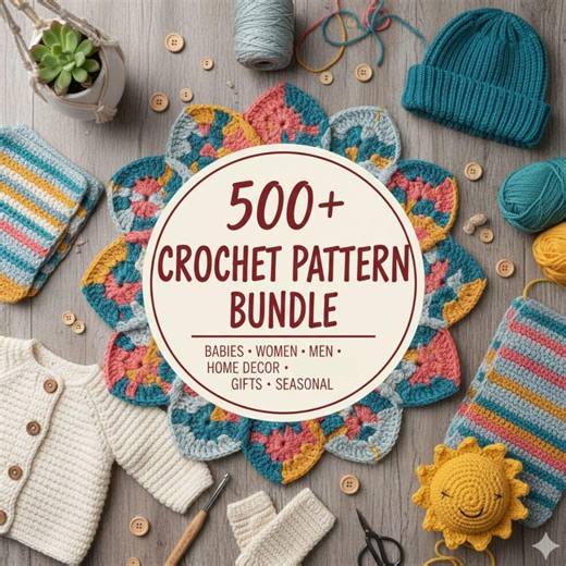 500 Crochet Patterns Bundle, PDF Instant Download, Beginner-friendly PDF, Clothing, Decor PDF Download - Etsy