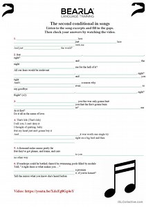 Second conditional in songs (worksheet, video and answer key)
