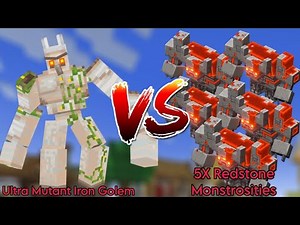 Ultra Mutant Iron Golem Vs 5X Redstone Monstrosities | Minecraft Mob Battle