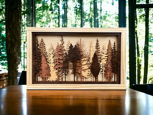 Layered Tree Wood Wall Art | 3D Forest Scene Shadow Box Gift | Wooden Decorative Wall Art - Etsy