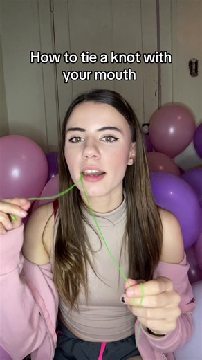 I just discovered I can do this. It is a cool party trick.😃#trick #party #fyp #balloonpopgirl