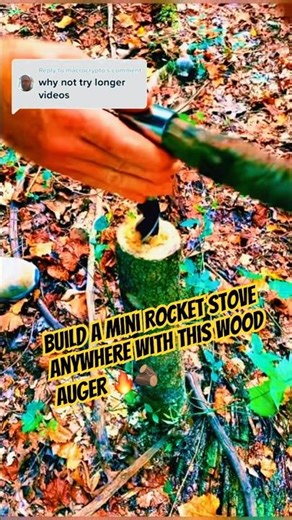 Build a Mini Rocket Stove Anywhere with This Wood Auger 🔥🪵#bushcraft #Woodcraft