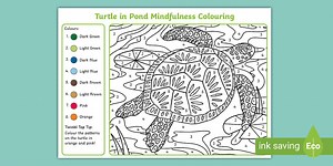 Turtle in Pond Mindfulness Colour-by-Number