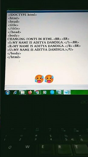 How to change font in html using notepad. #basics #computer