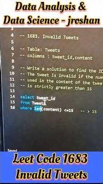 SQL Leet Code 1683 Invalid Tweets Solution #leetcode #sql #dataanlysis #datascience #education