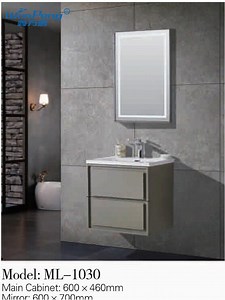 [Hot Item] Simple Solid Basin Vanity Waterproof PVC Cabinet with LED Mirror