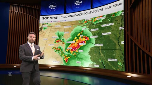 Over 110 million people face the threat of dangerous storms tonight, including destructive winds, hail, and tornadoes. | CBS Evening News