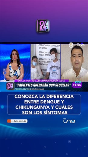 #QNMP | Dengue y chikungunya pueden presentar síntomas similares, pero no son lo mismo. Conocer sus diferencias y signos de alerta es clave para actuar a tiempo. Evite la automedicación y acuda a un centro de salud ante cualquier síntoma 🔗▶️ Más información en www.reduno.com.bo #RedUno #RedUnoDigital #Chikungunya #AlertaRoja #SantaCruz #SaludPública | Que No Me Pierda