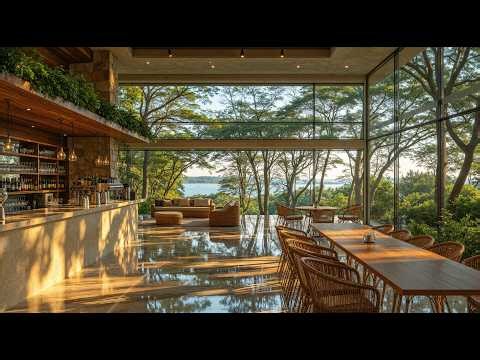 Morning Indoor Jazz Music for Positive Energy | Gentle Jazz at a Forest Cafe Space to Work & Study