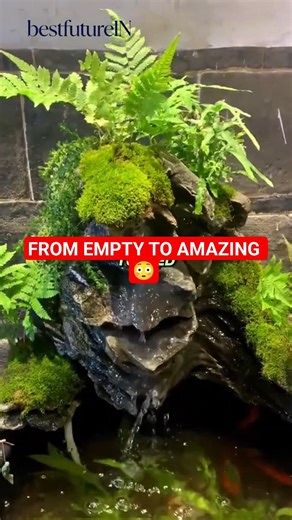From empty pot to a relaxing mini waterfall 🌿💧 #lifehacks #aquascape #usashorts #aquarium