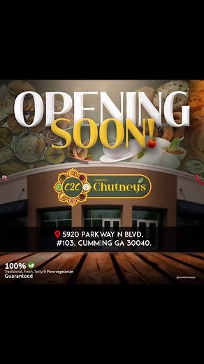 15 reactions · 3 comments | ✨ Something Delicious is Coming... ✨ Get ready for bold spices, timeless recipes, and 100% vegetarian Indian soul food. 便️ 5920 Parkway N Blvd, #103, Cumming GA 30040  Grand Opening Soon Follow us for sneak peeks, giveaways, and the full reveal! #indianrestaurants #cumming #atlanta #food #vegetarian #newintown #spiceupyourlife✌️ #commingsoon | C2C | Facebook
