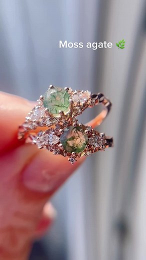 Nature Inspired Moss Agate Engagement Ring | Wedding Jewelry