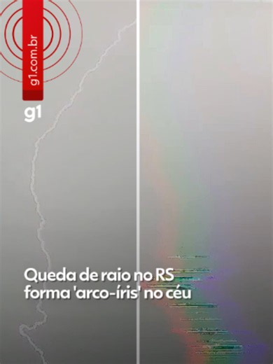 Difração 🌈⚡ - A queda de um raio em Taquara, na Região Metropolitana de Porto Alegre, gerou uma imagem curiosa, que foi registrada por um observatório da cidade nesta segunda-feira (22). Por conta do fenômeno de difração, a descarga elétrica gerou uma espécie de