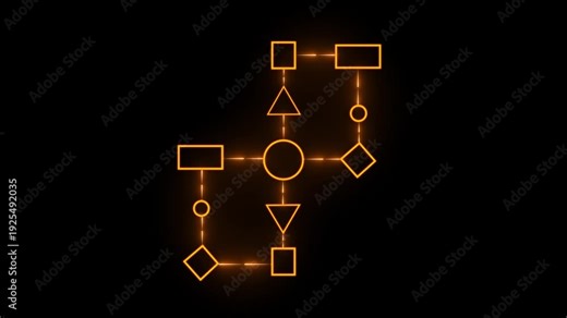 Business process and workflow automation with flowchart. Business and technology concept. Visualizes step-by-step progression through a procedure or system. 4k video
