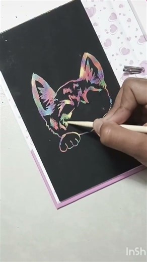 scratch paper painting #cat#art#satisfying #scratchpaper