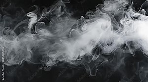 Abstract smoke moves on a black background, Abstract texture, Cloud of smoke, White smoke on a black background