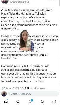 Hugo Alejandro Hernández Tello fue encontrado en el río Alseseca 😔