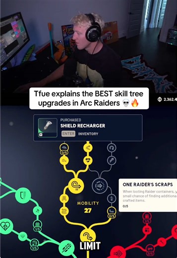 Tfue breaking down skill tree upgrades for TimtheTatman actually makes a lot of sense 👀🔥 if you’re playing Arc Raiders this is useful. #ArcRaiders #tfue #timthetatman #gamingtips #fps