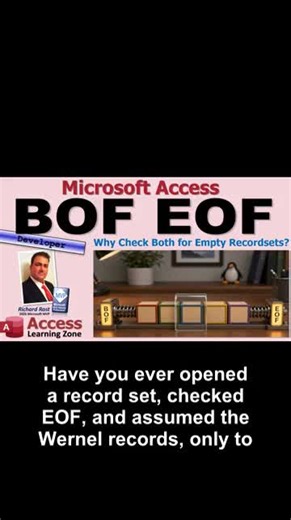 Why You Must Check Both BOF And EOF - EOF does not always mean your recordset is empty. Learn what BOF and EOF really mean and why checking both prevents bad VBA logic. #MSAccess #VBA #DAO https://599cd.com/BOFEOF