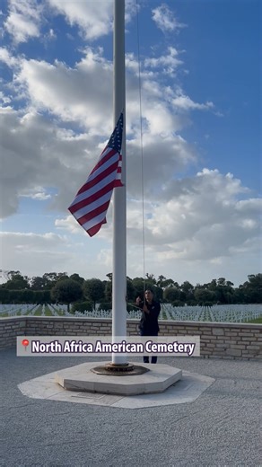 Raising the American flag at North Africa American Cemetery. 🇺🇸✨ Every day, ABMC staff raise the U.S. flag over our cemeteries overseas — a daily act of honor and remembrance. To mark America’s 250th birthday next year, ABMC has partnered with America250, the National Flag Foundation, and the National Sheriffs' Association to launch Flag Sojourn 250 — a single American flag that will travel across all 50 states and ABMC cemeteries around the world. This very flag flew over North Africa America