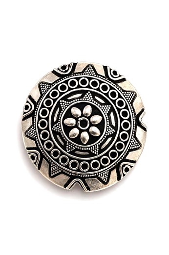 Large Sterling Silver Bali Round Focal Bead Pendant 39mm 17g - Ornate .925 Statement Jewelry Artisan Bead