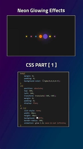 How To Make Neon Glowing Effect Using HTML & CSS | #htmlcss #webdesign #frontend