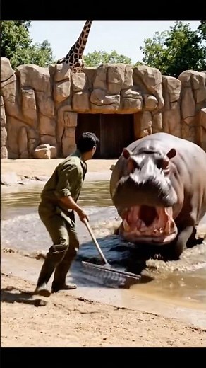 Angry Hippo Attacks Zookeeper 🦛 💀 #viral #viralshorts #viralvideo #shorts
