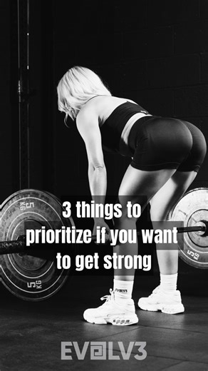 EVOLV3 GROUP TRAINING on Instagram: "3 THINGS TO PRIORITIZE IF YOU WANT TO GET STRONG 💪🏼 1. PROGRESSIVE OVERLOAD Repeating the same strength movements each week and ensuring to progress with these movements whether that is more weight, less rest time, an additional rep- the coaches will always be there to ensure you are progressing 2. CONSISTENCY Consistency with check ins with coach, consistency with calorie tracking, consistency with 3 sessions per week minimum. Success is the sum of small e