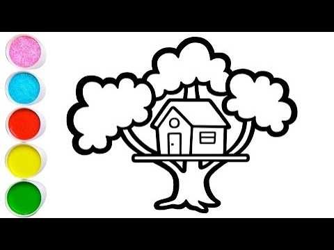 Treehouse Drawing, Painting and Coloring for Kids & Toddlers 🌳🏚🌳 Easy Nature Drawing