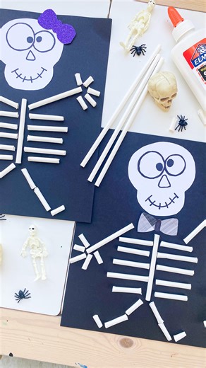 1.3K reactions · 13 shares | Straw Skeletons  follow @abcdeelearning for more kids ideas! Free skeleton head template! Comment FREE to get a link to all my freebies | ABCDeeLearning | Facebook