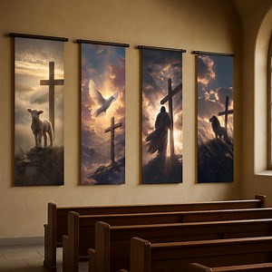 Christian Banner Set, Church Sanctuary Decor, Bible Scripture Wall Art, Inspirational Religious Posters, Motivational Faith Gift - V25 - Etsy