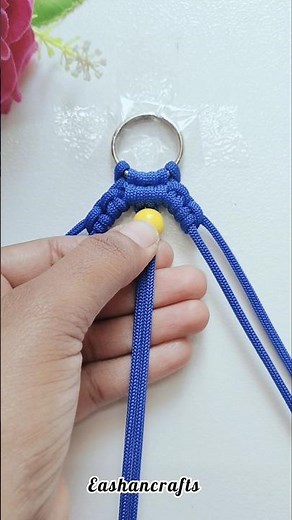 This Handmade Keychain Looks Absolutely Gorgeous 💙💛 #diy #keychain #macrame #shorts #ytshorts