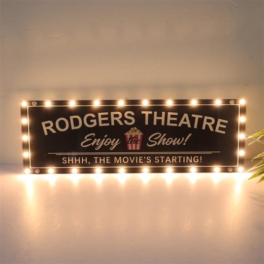 Custom Home Theater Neon Sign, Movie Night Marquee Light, Custom Cinema Sign with Lights, Family Movie Room Decor, Gift for Movie Lovers