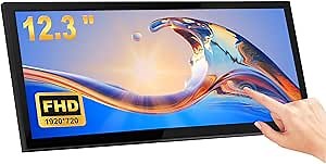 12.3 Inch Touchscreen Monitor IPS 1920x720 Stretched Bar LCD Mini Touch Screen Monitor Secondary Screen Portable Display HDMI for Laptop PC Temperature Aida64 GPU CPU RAM Monitoring