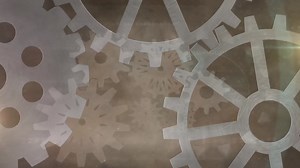 Animation of cogs spinning over glowing brown background | Premium Stock Video Footage