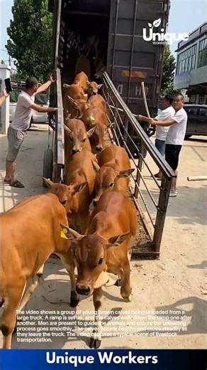 Cattle Unloading: A Herd of Calves Descends from the Truck