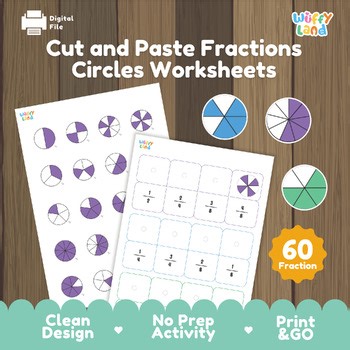 Fractions Matching Activity Centers | Identifying Fractions Circles Worksheets