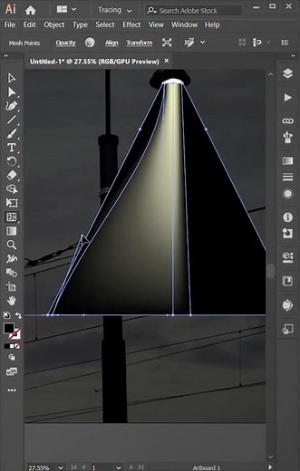How to light a lamp on Adobe Illustrator - Light pole Illustrator