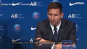22K views · 418 reactions | Messi ritrova il sorriso: 'Non vedo l'ora di giocare con il Psg. Trattativa rapida, difficile lasciare il Barca ma ora sono felice'. Prima conferenza stampa del fuoriclasse argentino da giocatore del Paris Saint-Germain #ANSA | ANSA.it | Facebook