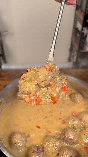 Smothered meatball recipe 1 bag of all beef meatballs (or whatever you prefer) 1/2 yellow onion diced 1 green bell pepper diced 1 red bell pepper diced (optional) 3 cloves minced garlic 2 tbsp butter 1 can cream of celery 1/2 cup water Season to taste 1 cup low sodium chicken broth (add more if you want yours loser) I put these over some premade mashed potatoes from the deli section in the sore. Enjoy! #meatballs #smotheredmeatballs #easyrecipes #cheapmeals #dinnerideas #easymeals #weeknightmeal