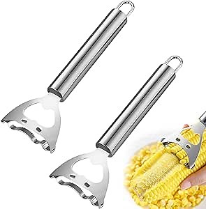2 PCS Magic Corn Peeler, Corn Stripper Cob Stripper Tool, Corn Cutter Peeler, Corn Thresher Cob Stripper Corn Kernel Remover Kitchen Gadget, 304 Stainless Steel Corn Thresher with Ergonomic Handle