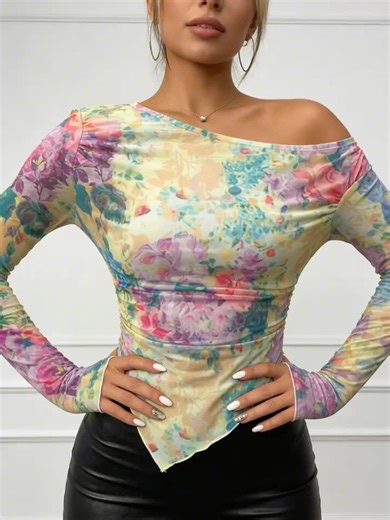 Club night ready! This asymmetrical tie-dye mesh top hugs your curves and adds a pop of color to any fit 🪩 #outfit #PartyTop #TieDyeTrend #SlimFitTop #USAFashion