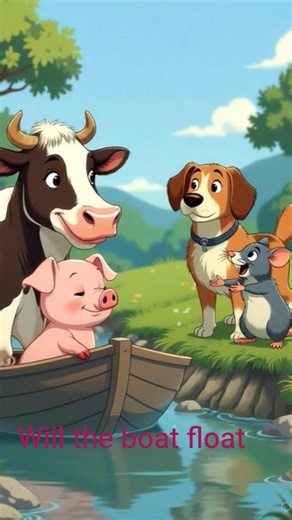 #story #cow #god . cow and pig cross the river...