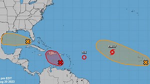 Tropical Storm Emily forms in the Atlantic, with four other areas being watched