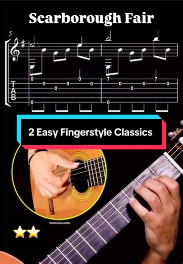 Easy Fingerstyle Classics – Scarborough Fair & Sound of Silence Arranged by Mohammad Lameei 🎥 Full tutorial Sheet & Tab on YouTube 👉 Link in bio @mohammad_lameei 📄 All my tabs & sheets: mymusicfive.com/mohammadlameei 🎵 Stream my music on Spotify, Apple Music & YouTube Music 🔎 Search: Mohammad Lameei #classicalguitar #fingerstyleguitar #guitartutorial #guitarcover