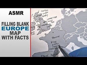 ASMR: Filling Blank EUROPE Map With Written Facts for Each Country | ASMR whispering Map writing