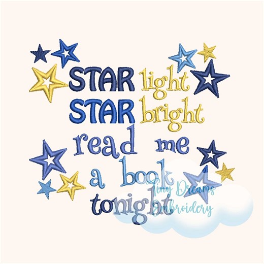 Reading Pillow Embroidery Design, Star Book (digital Download)