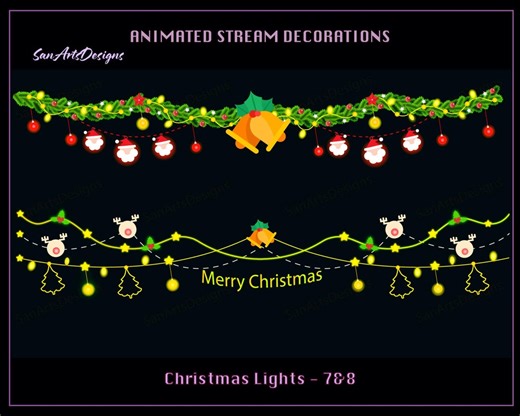 Christmas Light Chain Animated Stream Decorations, Christmas Strings Twitch Overlay for Streamer, Vtuber, OBS, Streamlabs - Light 7&8 - Etsy